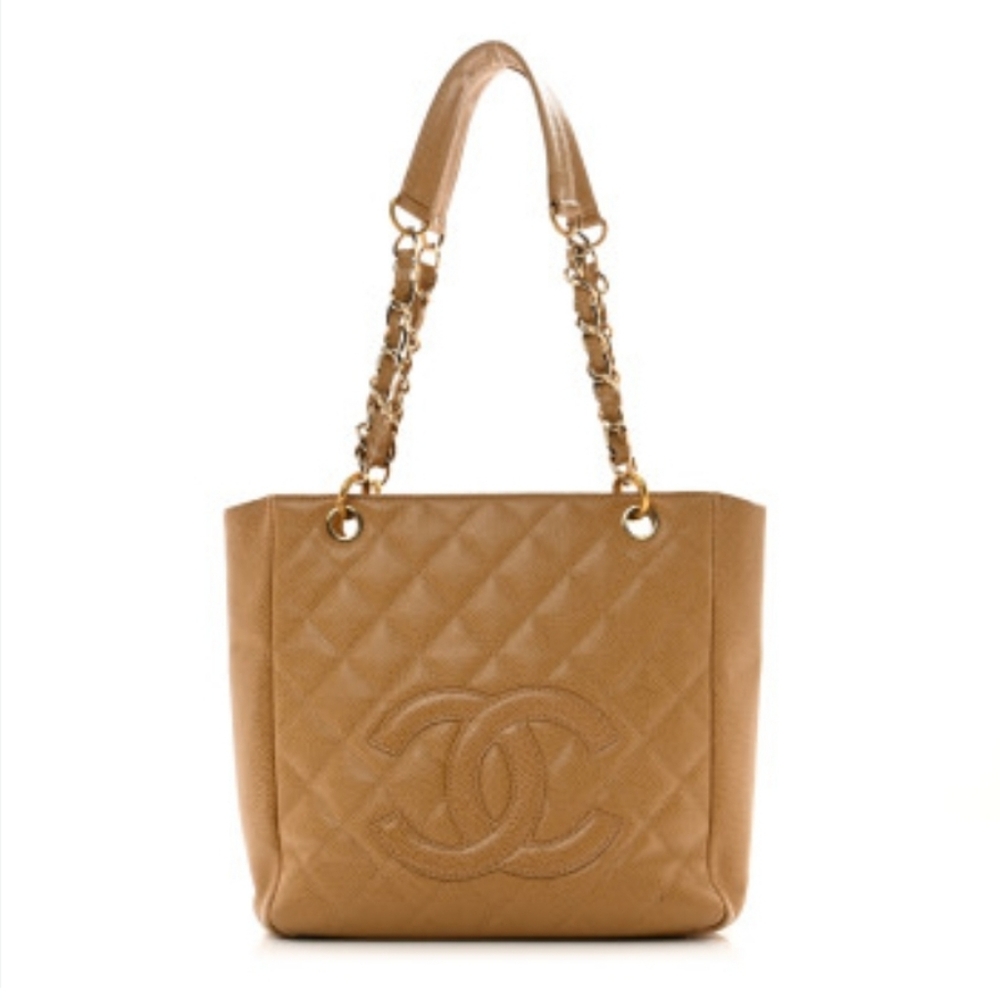 Chanel Vintage Beige Cavier Shoulder Bag